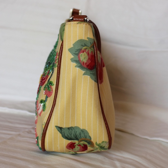 Isabella Fiore Beaded Strawberry Floral Handbag - Picture 5 of 8